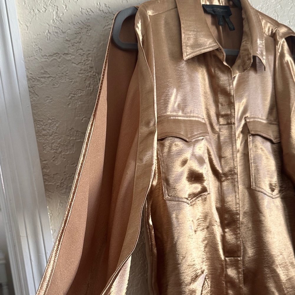 Donna Karan Gold Metallic Blouse - Picture 3 of 7